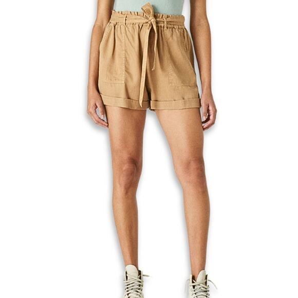 Lucky Brand Shorts Belted Paperbag Waist Functional Pockets Solid Brown W XL NWT - Picture 1 of 10